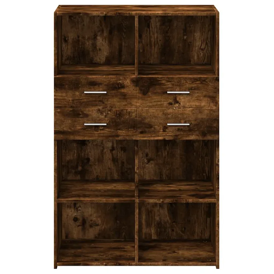 Buffet haut chêne fumé 80x42,5x124 cm bois d'ingénierie - 4