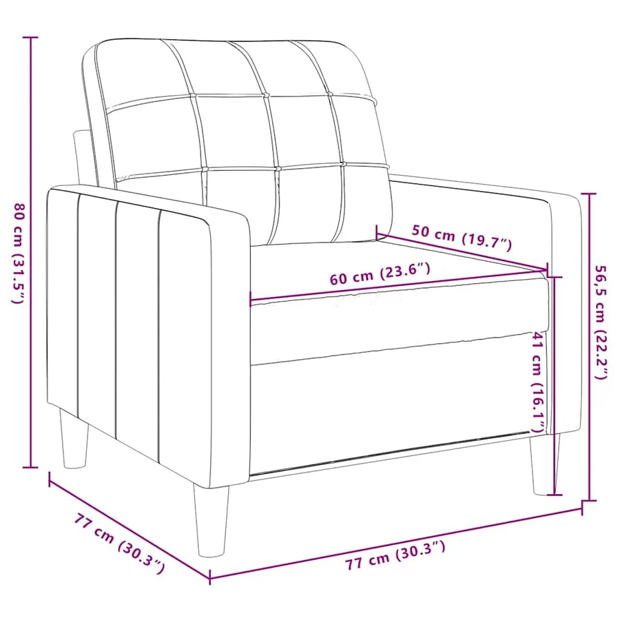Fauteuil Bleu 60 cm Velours - 9