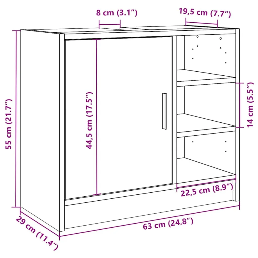 Armoire d'évier chêne sonoma 63x29x55 cm bois d'ingénierie - 11