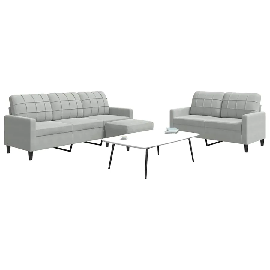 Ensemble de canapés 3 pcs avec coussins Gris clair Velours