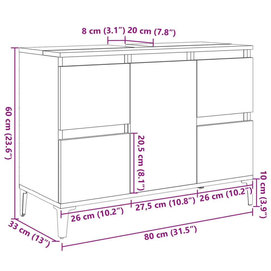 Ensemble de meubles de salle de bain 3 pcs chêne sonoma - 9