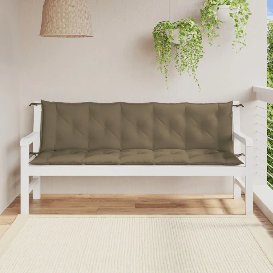 Coussins de banc de jardin lot de 2 taupe mélangé tissu - 3