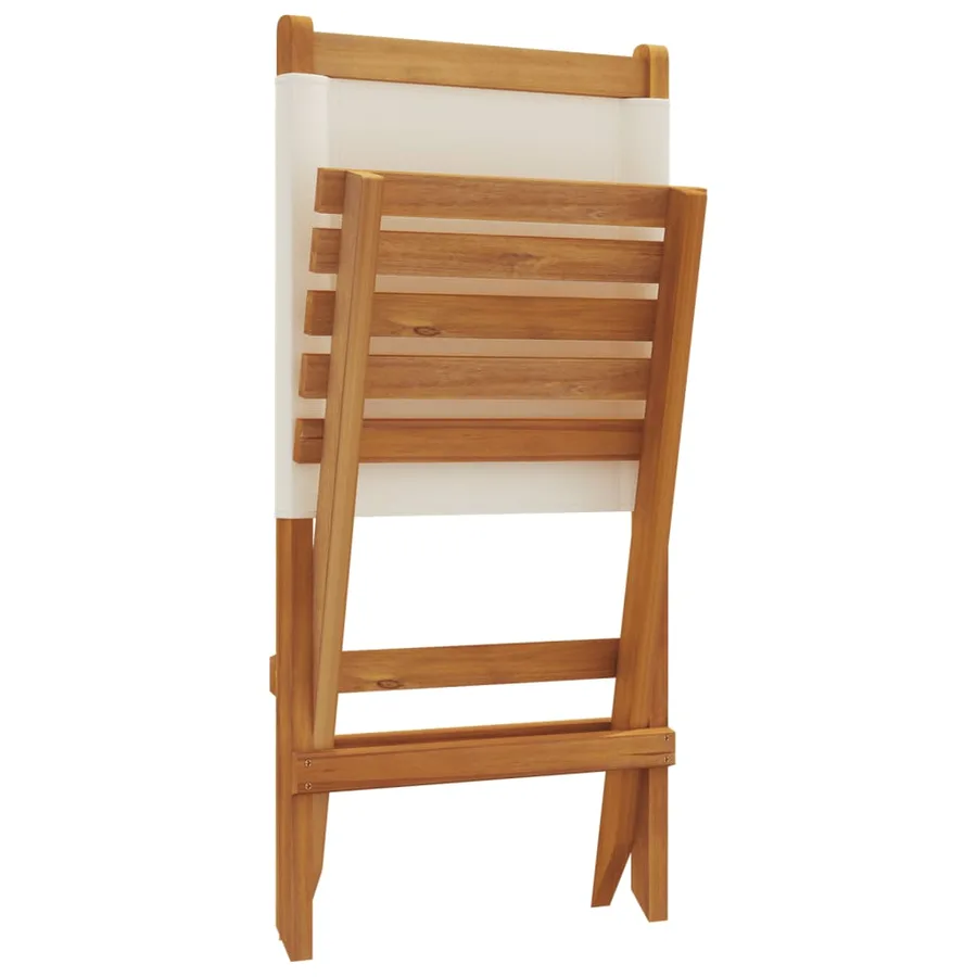 Chaises de jardin lot de 2 blanc crème bois acacia massif tissu - 8