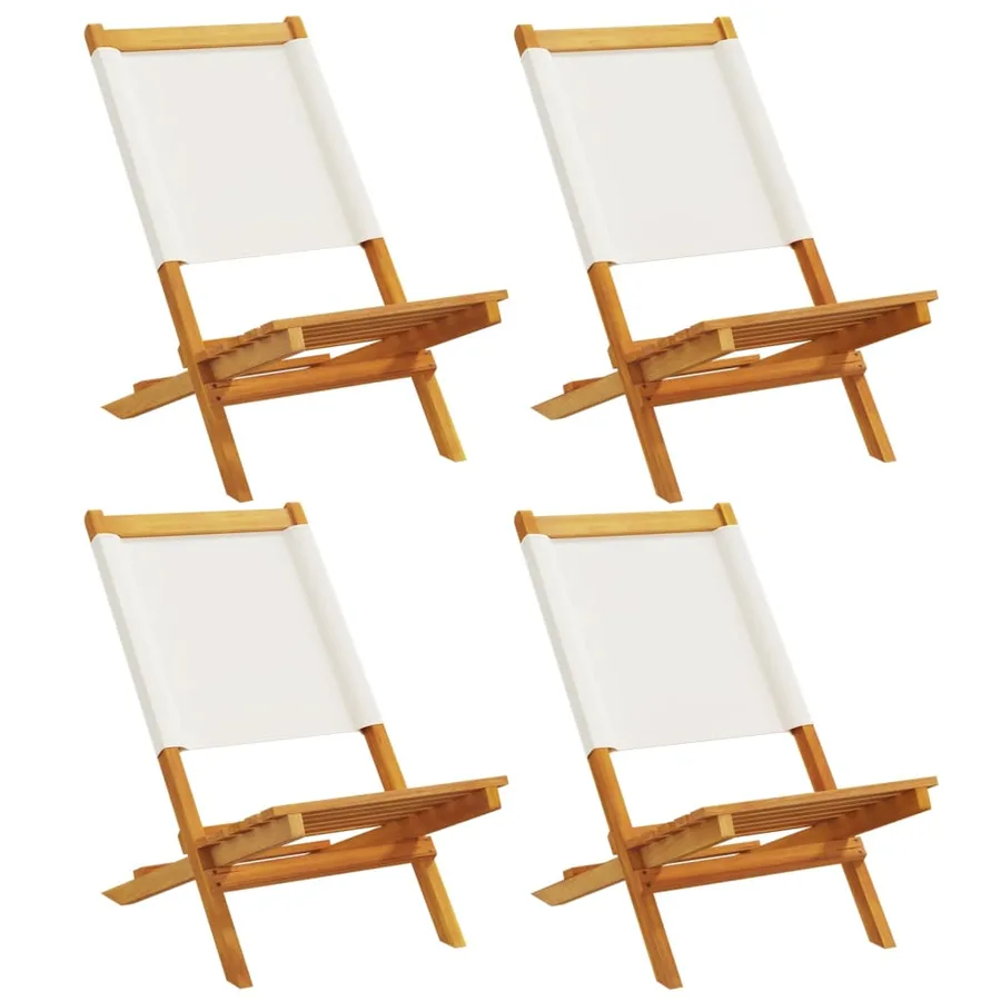 Chaises de jardin pliantes lot de 4 tissu et bois massif - 2
