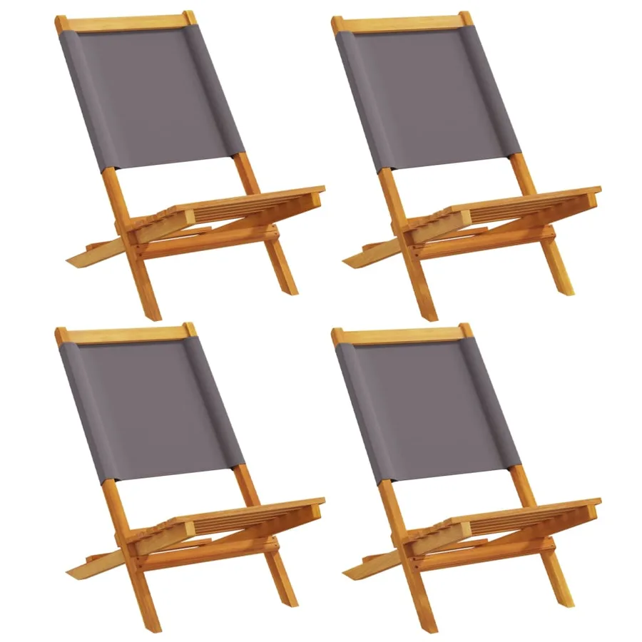 Chaises de jardin pliantes lot de 4 tissu et bois massif - 2