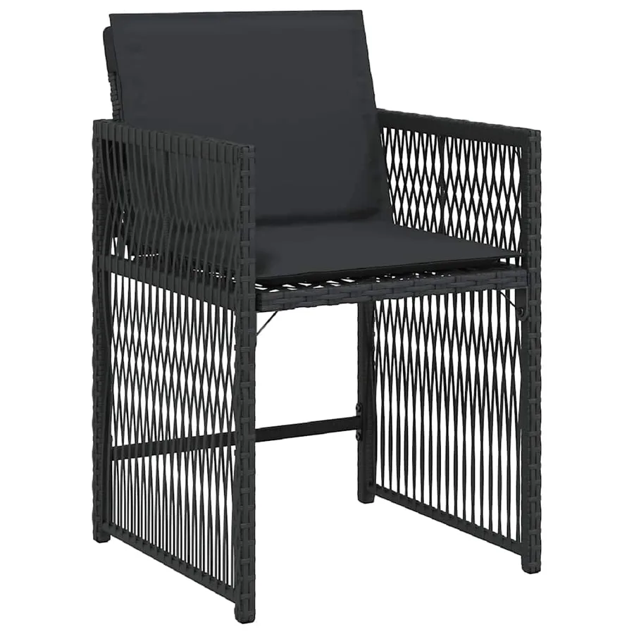 Chaises de jardin lot de 4 avec coussins noir résine tressée - 4