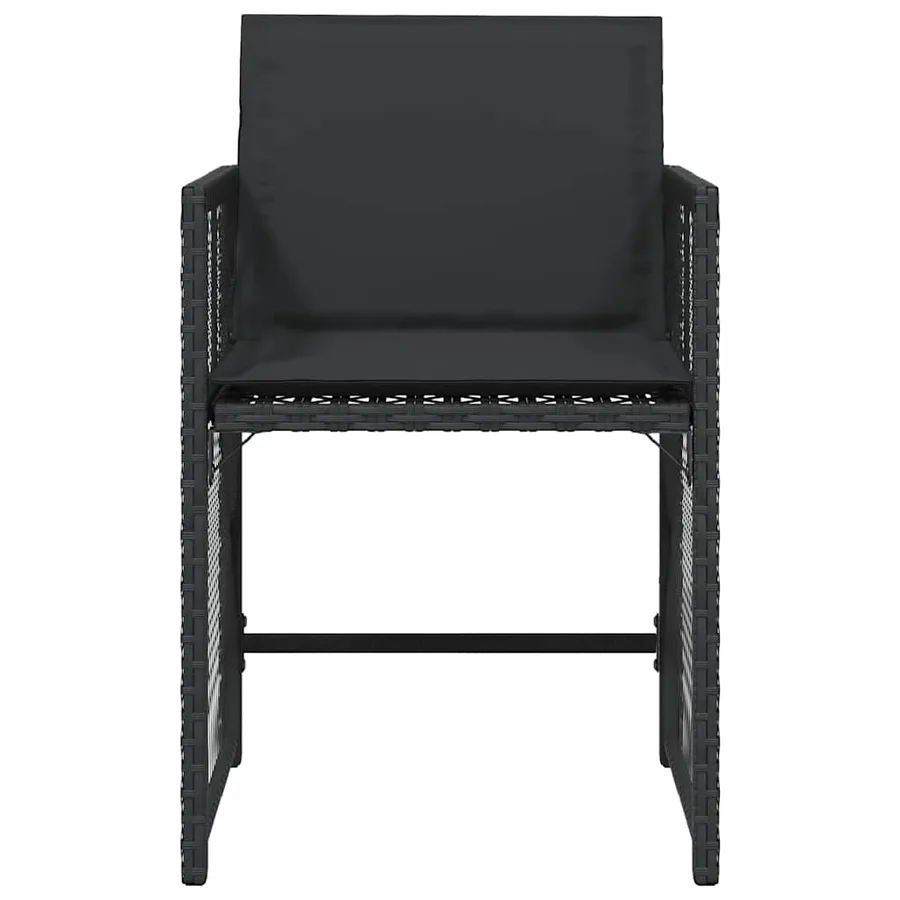 Chaises de jardin lot de 4 avec coussins noir résine tressée - 5