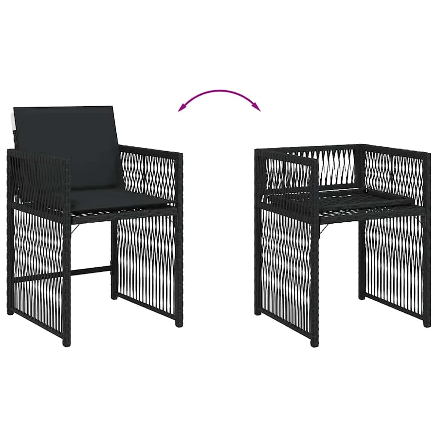 Chaises de jardin lot de 4 avec coussins noir résine tressée - 8