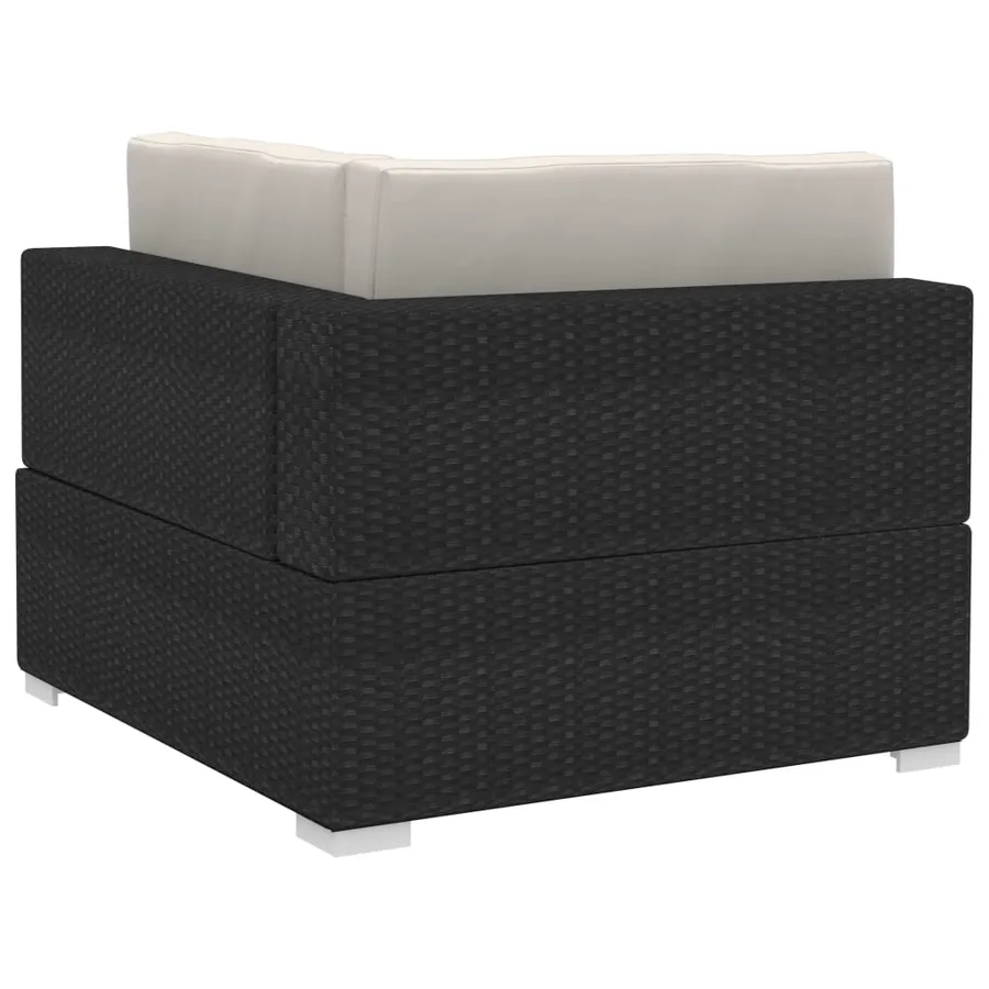 Salon de jardin 3 pcs avec coussins résine tressée noir - 6