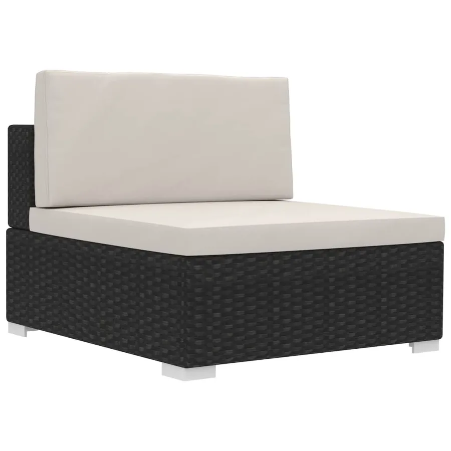 Salon de jardin 3 pcs avec coussins résine tressée noir - 7