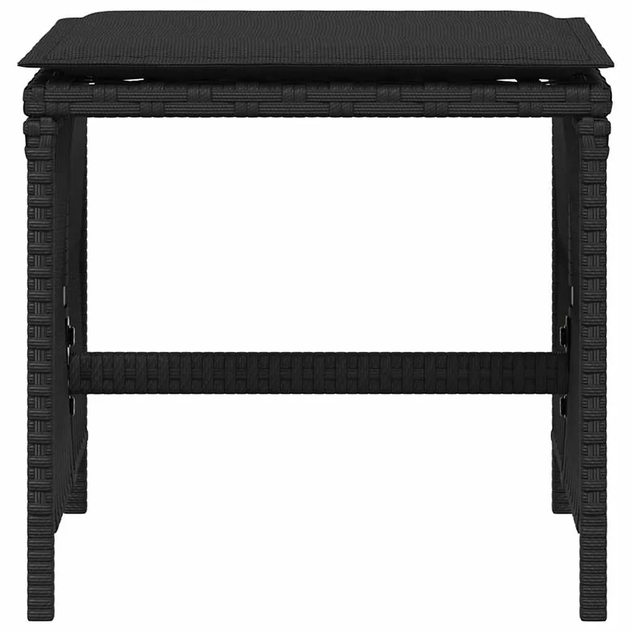 Tabourets de jardin et coussins lot de 4 noir 41x41x36 cm rotin - 5