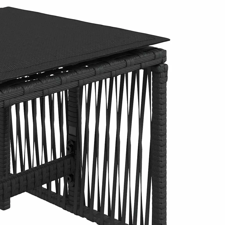 Tabourets de jardin et coussins lot de 4 noir 41x41x36 cm rotin - 9