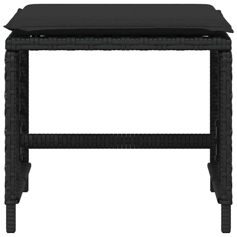 Tabourets de jardin et coussins lot de 4 noir 41x41x36 cm rotin - 5