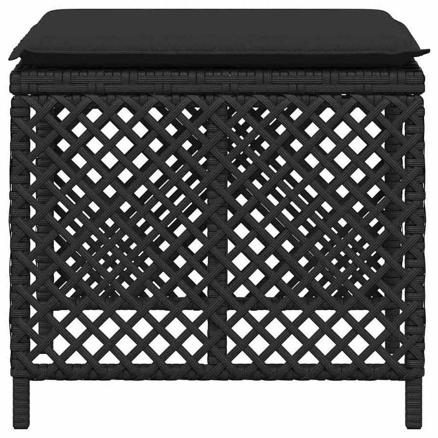 Tabourets de jardin et coussins lot de 4 noir 41x41x36 cm rotin - 6