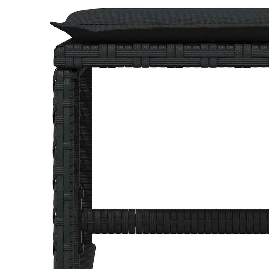 Tabourets de jardin et coussins lot de 4 noir 41x41x36 cm rotin - 8