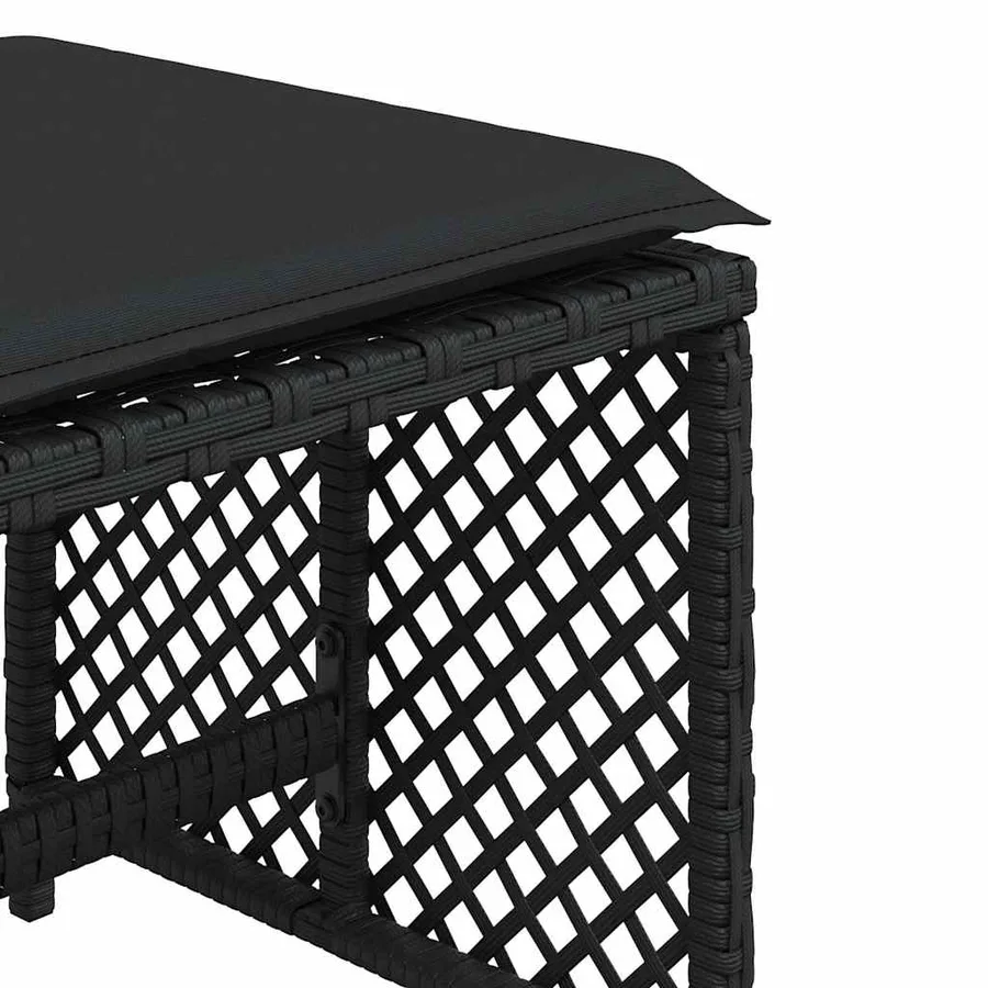 Tabourets de jardin et coussins lot de 4 noir 41x41x36 cm rotin - 9