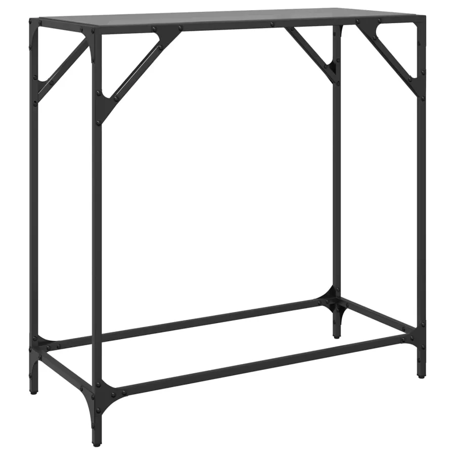 Table console avec dessus en verre noir 80x35x81 cm acier - 6