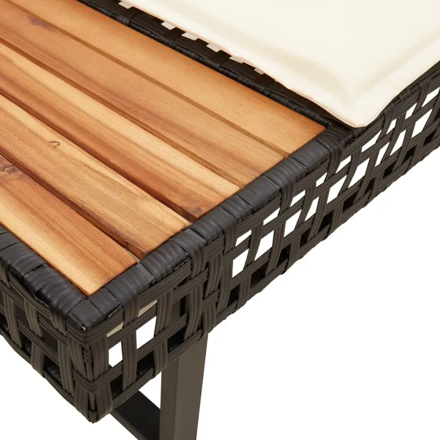 Canapé de jardin avec coussins en forme de L noir rotin acacia - 6