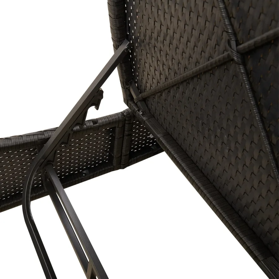 Chaise longue double avec coussins noir résine tressée - 8