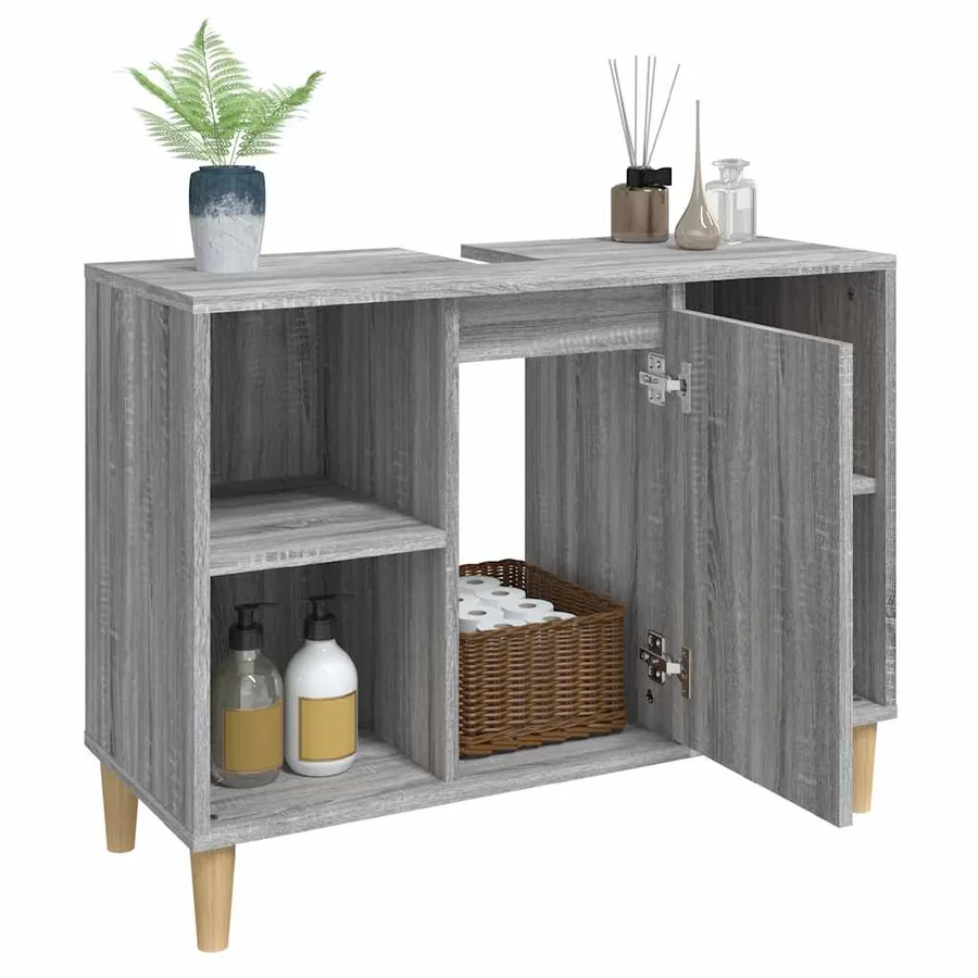 Meuble d'évier sonoma gris 80x33x60 cm bois d'ingénierie - 5