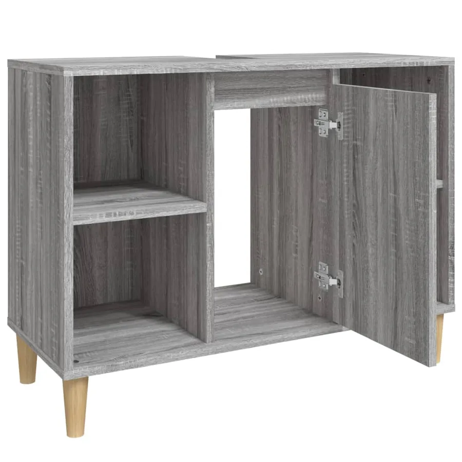 Meuble d'évier sonoma gris 80x33x60 cm bois d'ingénierie - 7