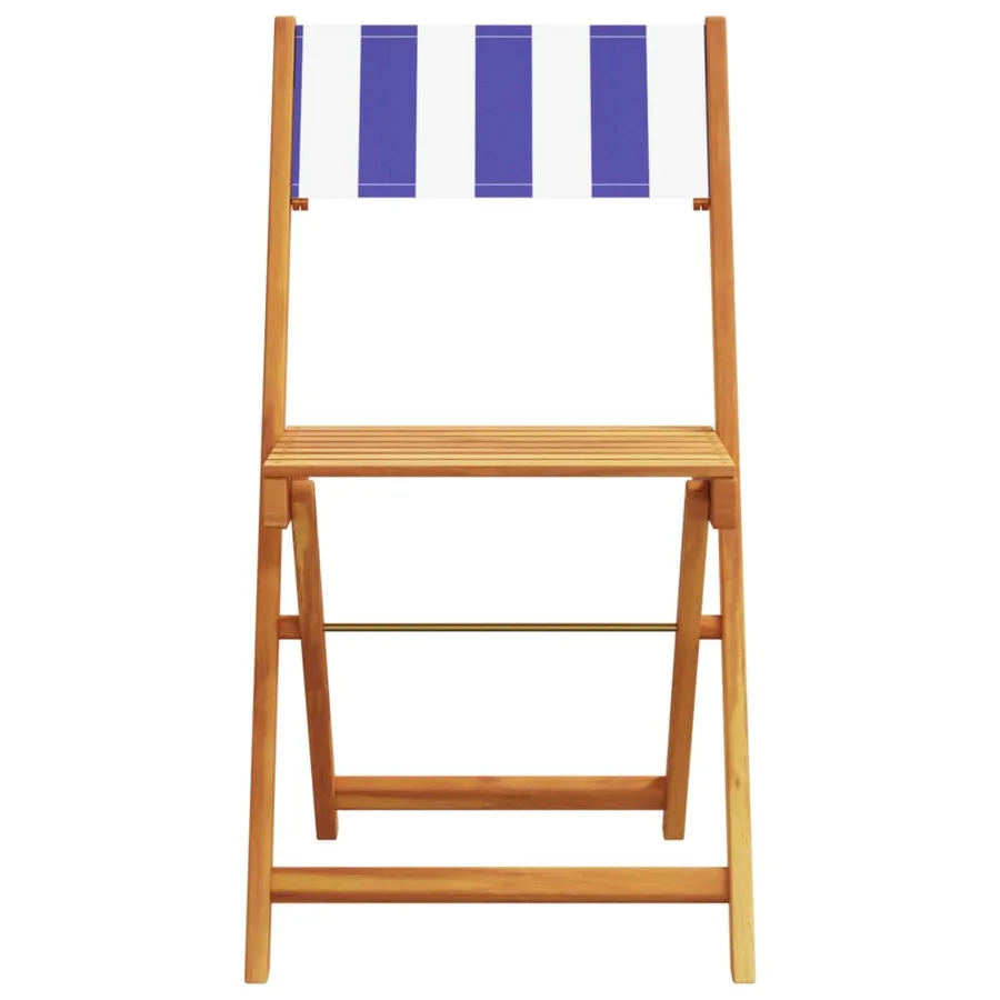 Chaises de bistrot lot de 2 bleu/blanc bois acacia massif tissu - 5