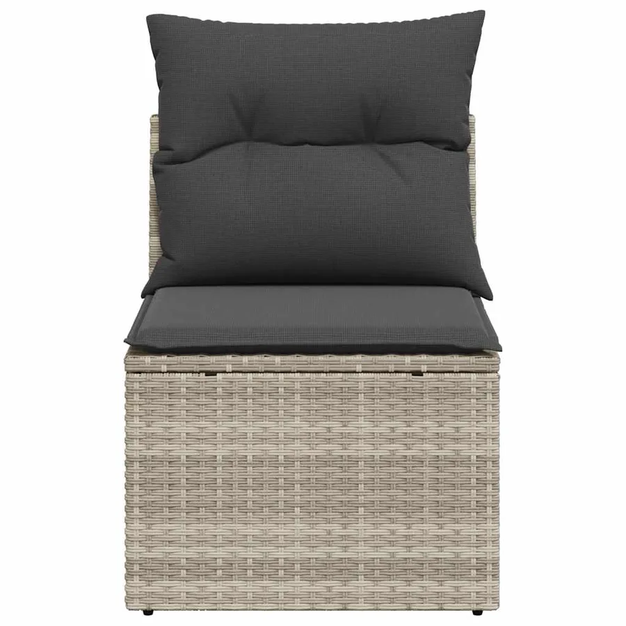 Chaise de jardin sans accoudoirs avec coussins gris clair rotin - 4