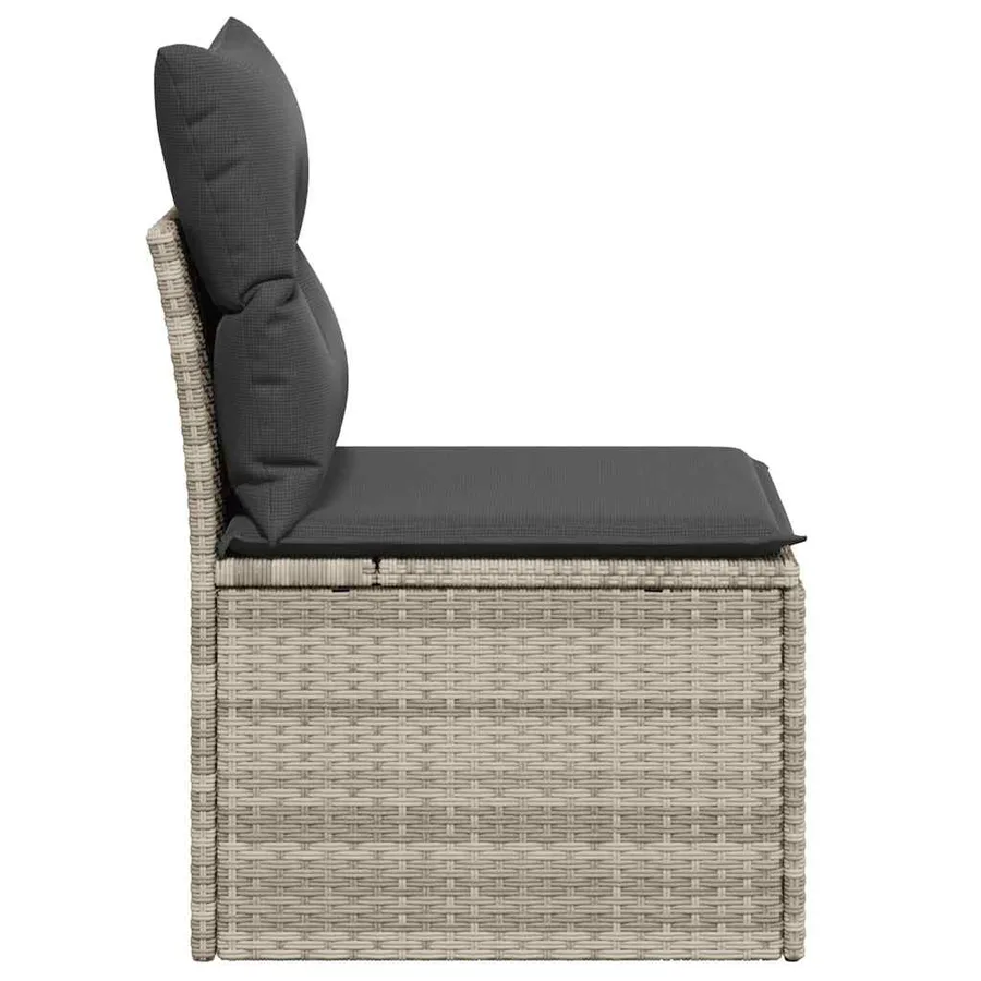 Chaise de jardin sans accoudoirs avec coussins gris clair rotin - 5