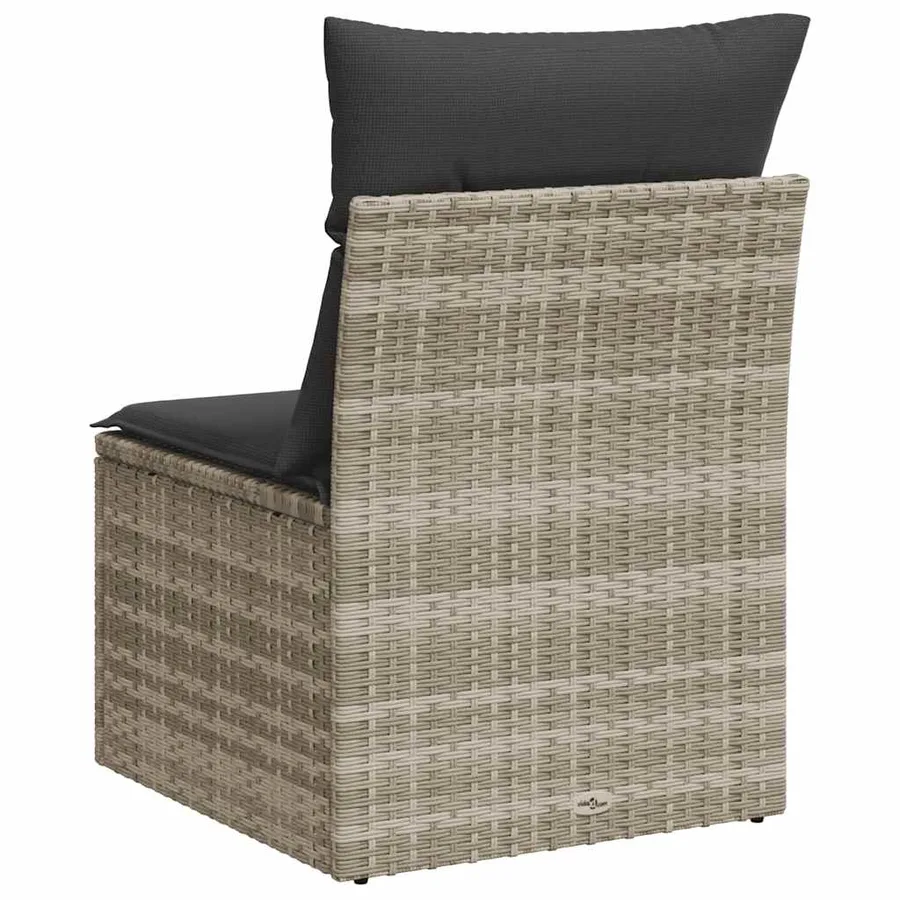 Chaise de jardin sans accoudoirs avec coussins gris clair rotin - 6