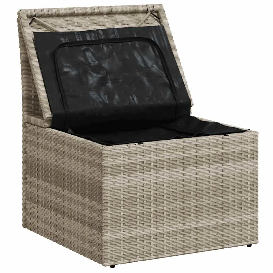 Chaise de jardin sans accoudoirs avec coussins gris clair rotin - 7