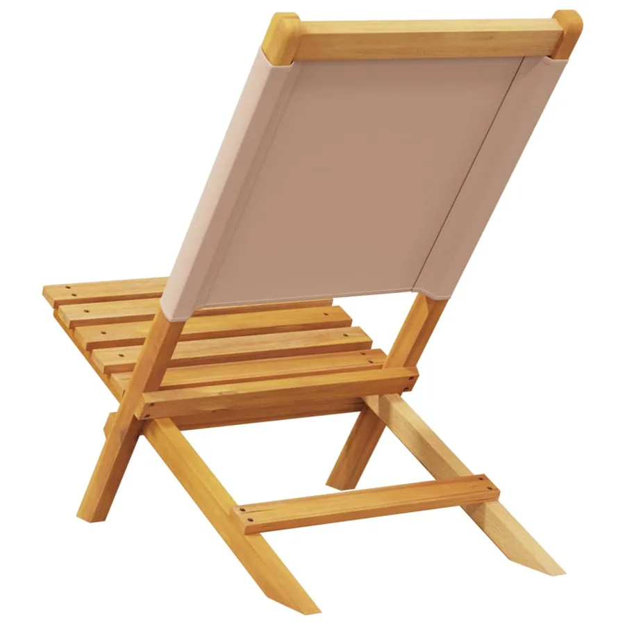 Chaises de jardin lot de 2 taupe bois d'acacia massif et tissu - 7