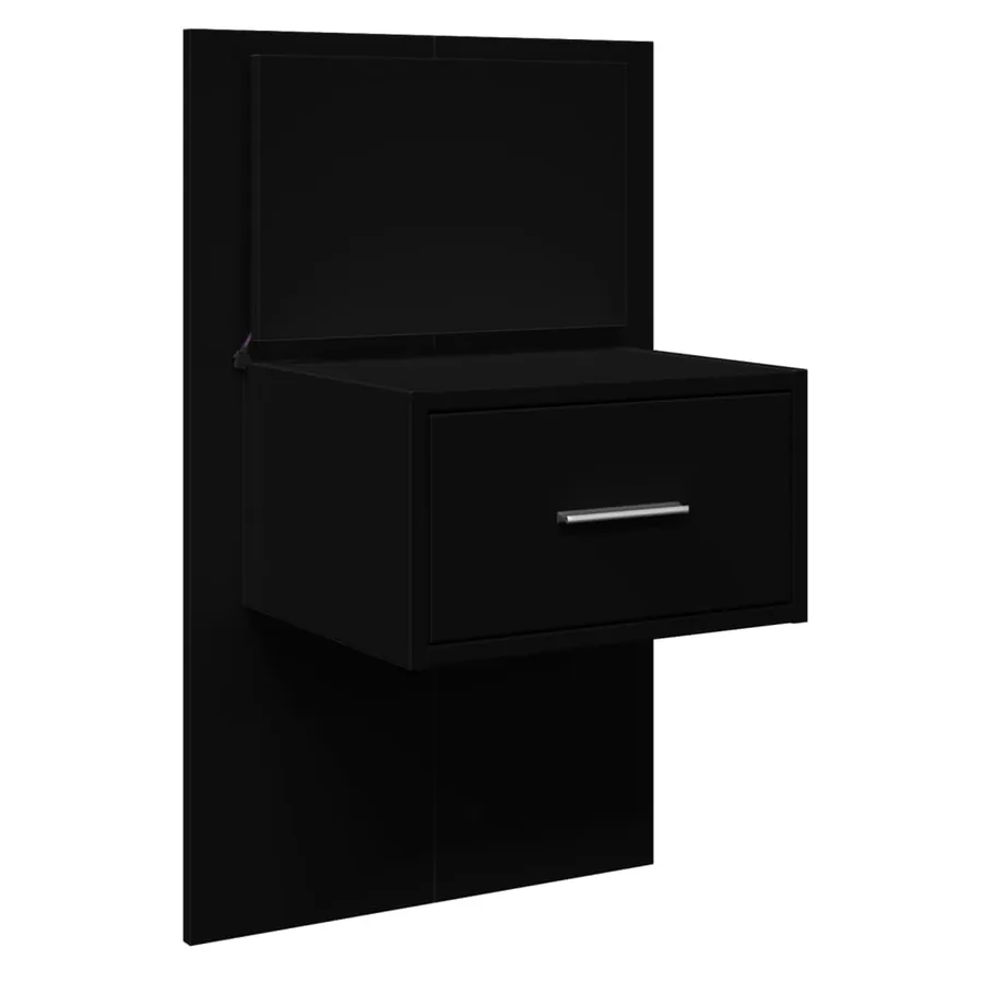 Table de chevet murale avec lumières LED noir - 3