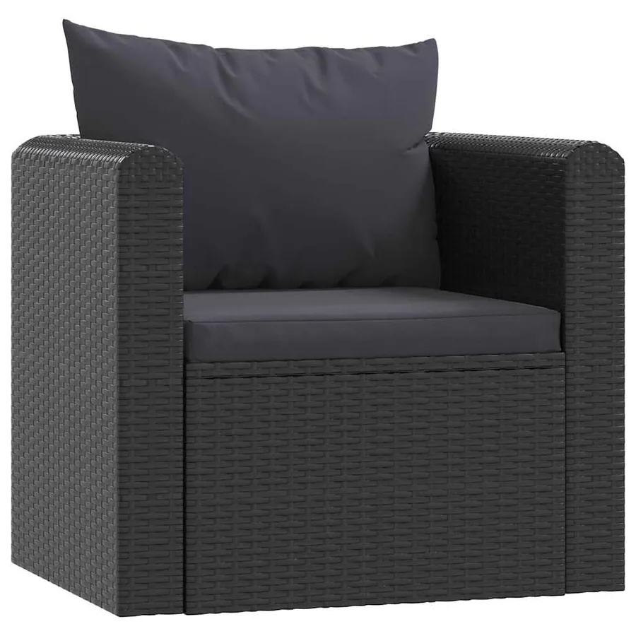 Salon de jardin 7 pcs avec coussins Résine tressée Noir - 4