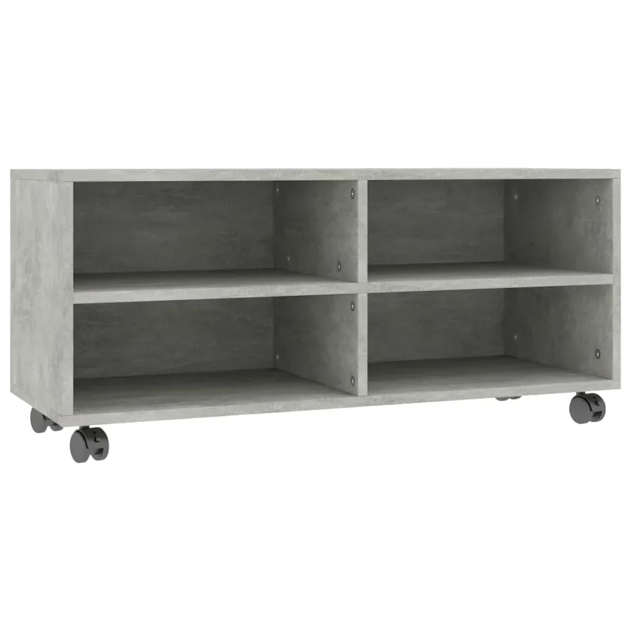 Meuble TV avec roulettes Gris béton 90x35x35 cm Bois ingénierie - 2