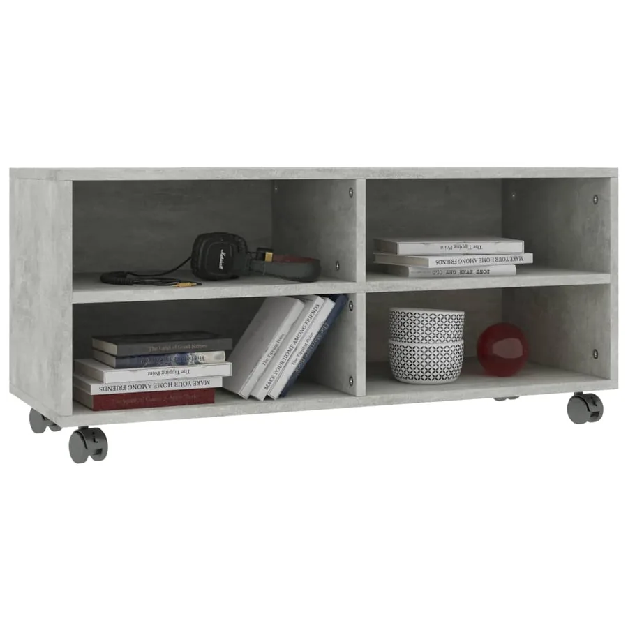 Meuble TV avec roulettes Gris béton 90x35x35 cm Bois ingénierie - 3