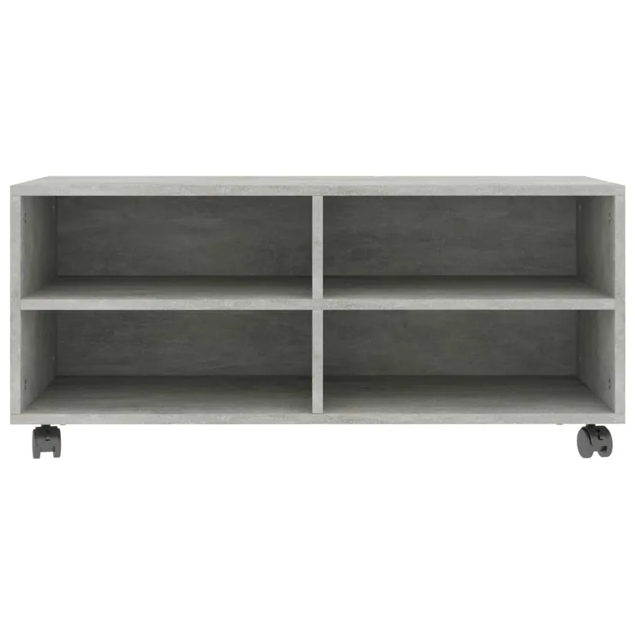 Meuble TV avec roulettes Gris béton 90x35x35 cm Bois ingénierie - 4