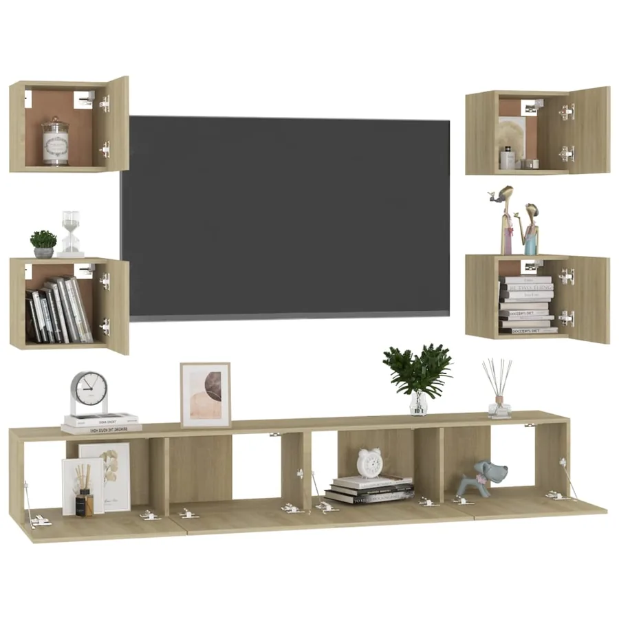 Ensemble de meubles TV 6 pcs Chêne sonoma Bois d'ingénierie - 3
