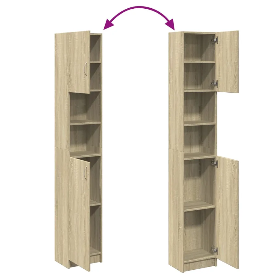 Armoire de salle de bain Chêne sonoma 32x25,5x190 cm Aggloméré - 7