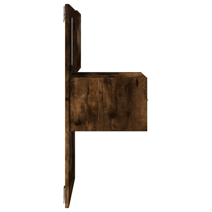 Table de chevet murale avec lumières LED chêne fumé - 7