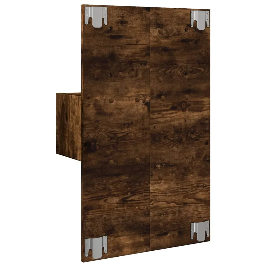 Table de chevet murale avec lumières LED chêne fumé - 8