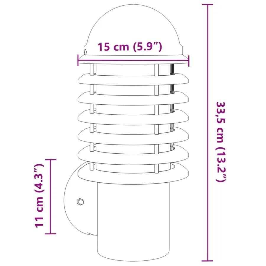 Applique murale d'extérieur argenté acier inoxydable - 7