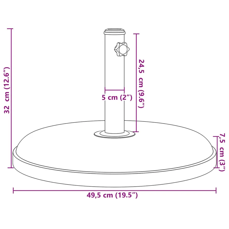Base de parasol pour mâts Ø32/35/38 mm 25 kg rond - 9