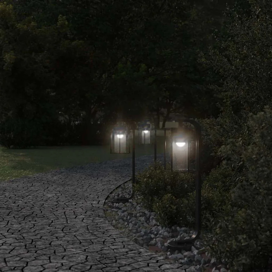 Lampadaires d'extérieur 3 pcs noir 60 cm acier inoxydable - 3