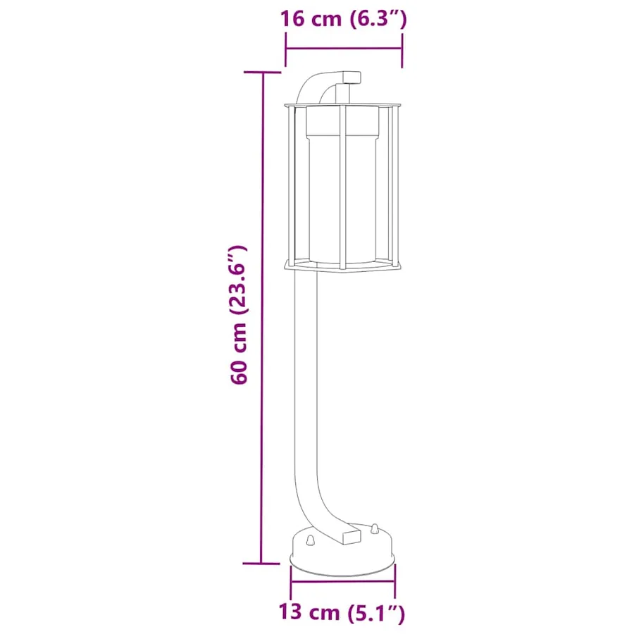 Lampadaires d'extérieur 3 pcs noir 60 cm acier inoxydable - 7