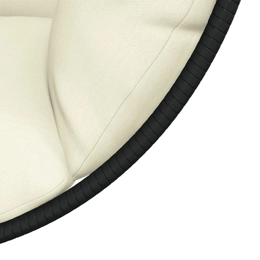 Chaise suspendue en forme d'œuf et support beige rotin et acier - 7