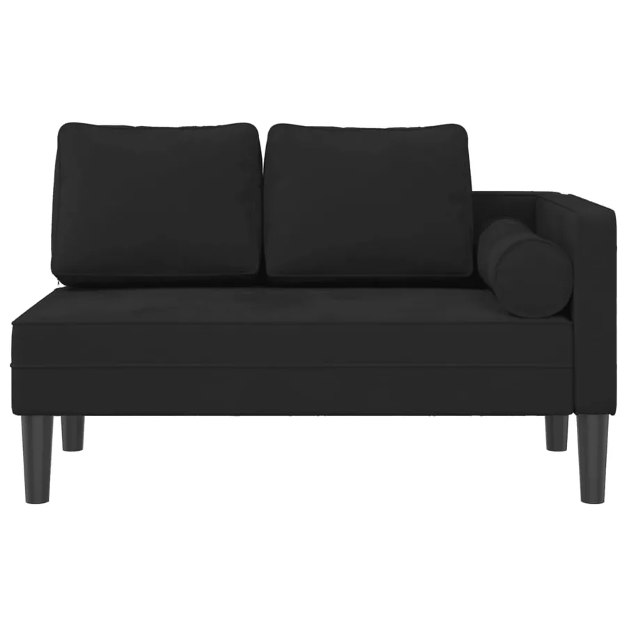 Chaise longue avec coussins noir velours - 3