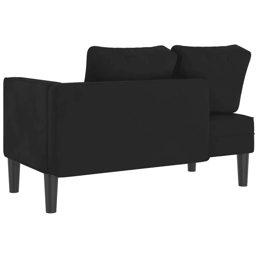 Chaise longue avec coussins noir velours - 5