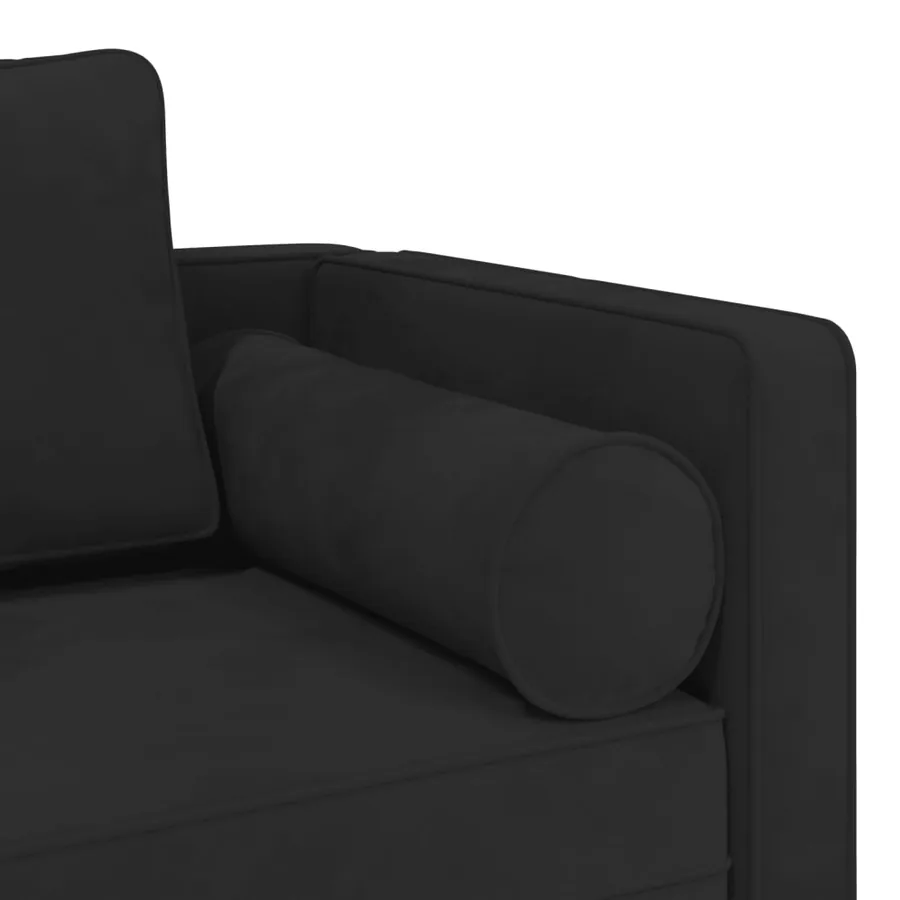 Chaise longue avec coussins noir velours - 6