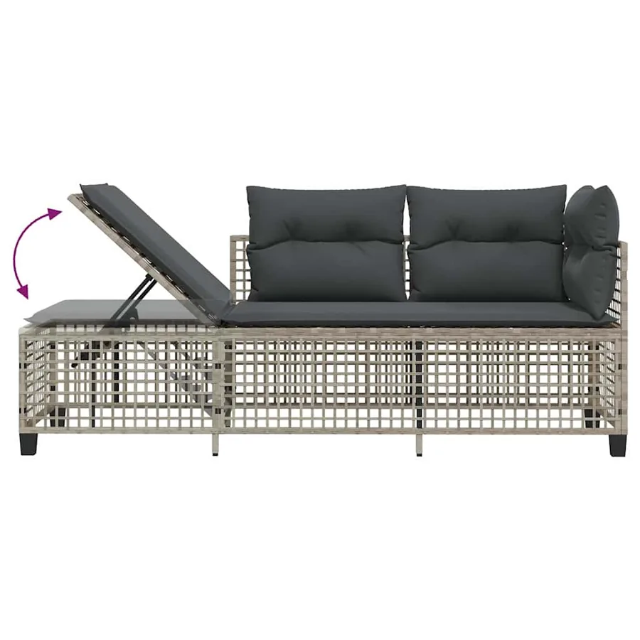 Salon de jardin d'angle avec coussins 3 pcs gris clair rotin - 10