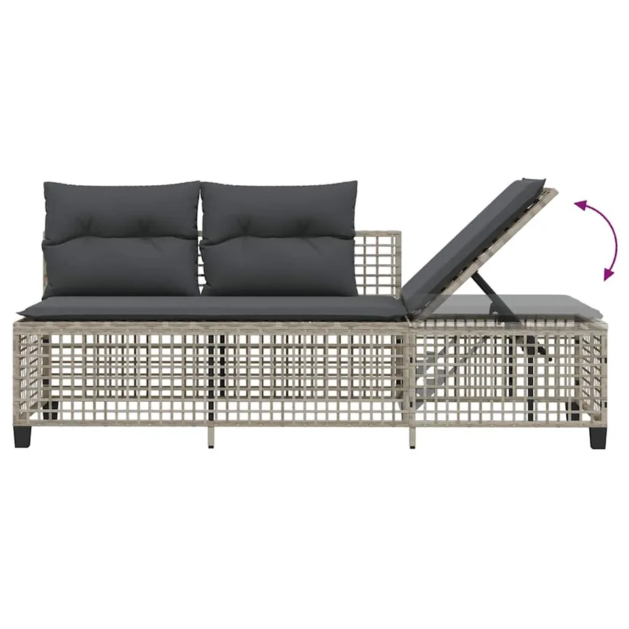 Salon de jardin d'angle avec coussins 3 pcs gris clair rotin - 11